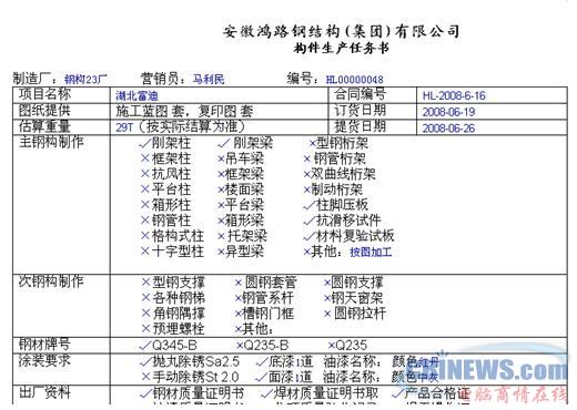 鸿潞集团生产状态表（生产基地到集团）以及生产任务书（集团到生产基地）